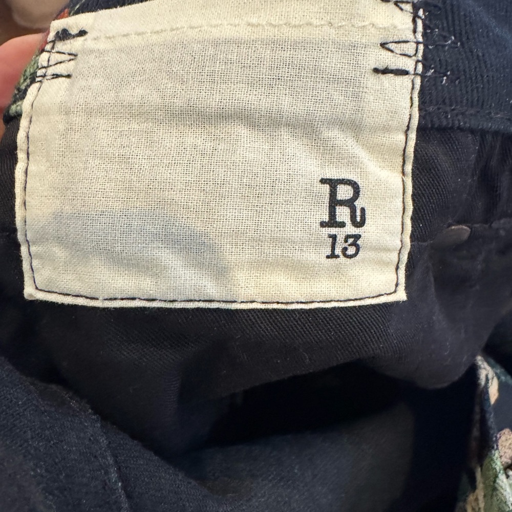 R13 Black Jean with Fun Multicolor Floral Print - Picture 8 of 13
